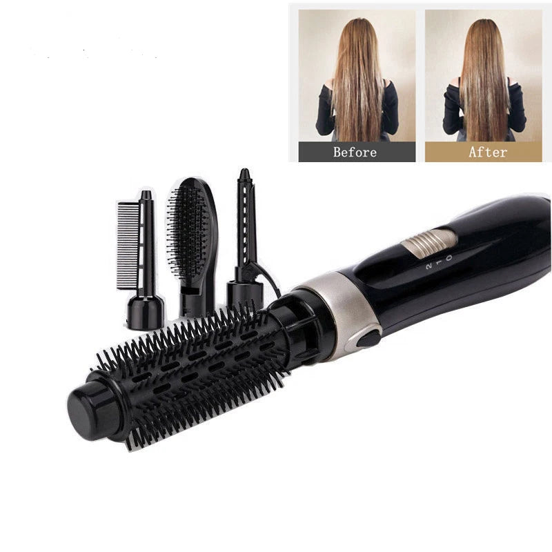 Portable electric hot air comb 4-in-1 hot air comb one-step hair dryer and curling iron fast straightener Hot air comb