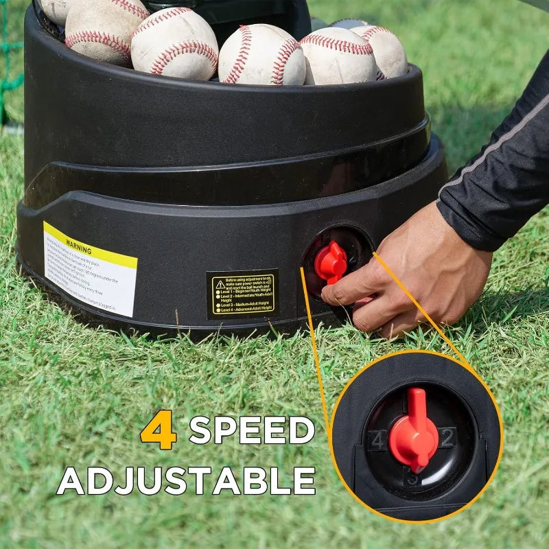 6902BHA Rechargeable Baseball/Softball Toss Machine with Extendable Ball Stacker, Height Adjustable, Use Regulation Baseballs