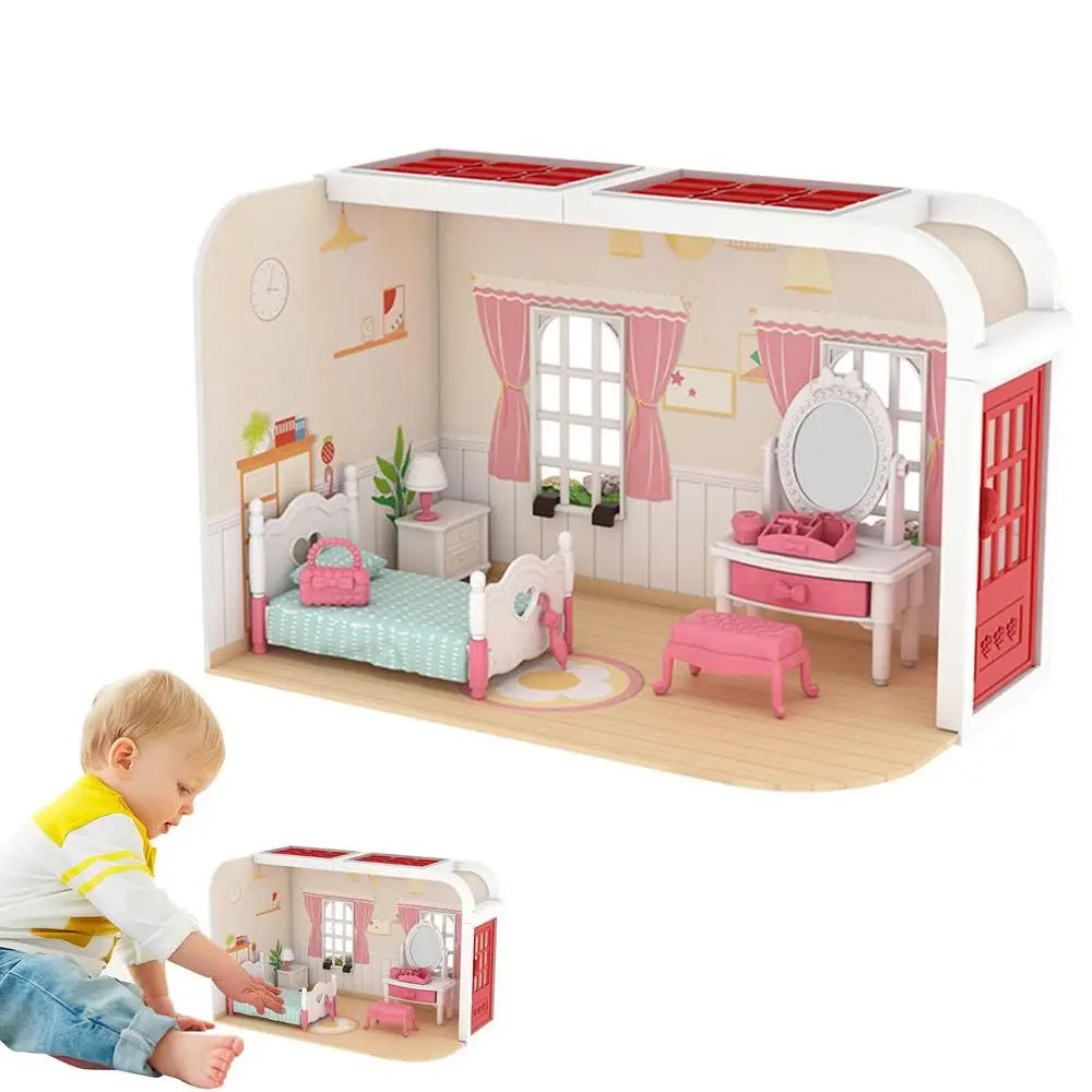 Mini DIY 3D Doll House Model Kit Doll House Making Furniture Accessories Parent-child Interactive Cottage Playset Toy For Kids