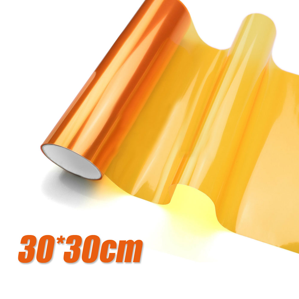 1Pc Amber Orange Headlight Taillight Fog Light Film PVC Vinyl Film Cover Protective Car Light Stickers Car Exterior Accessories