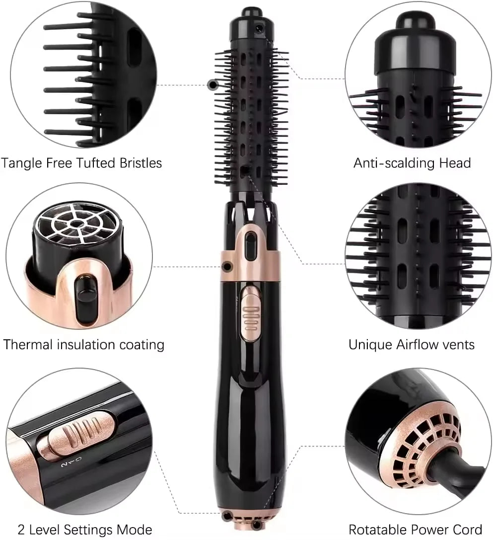 Portable electric hot air comb 4-in-1 hot air comb one-step hair dryer and curling iron fast straightener Hot air comb