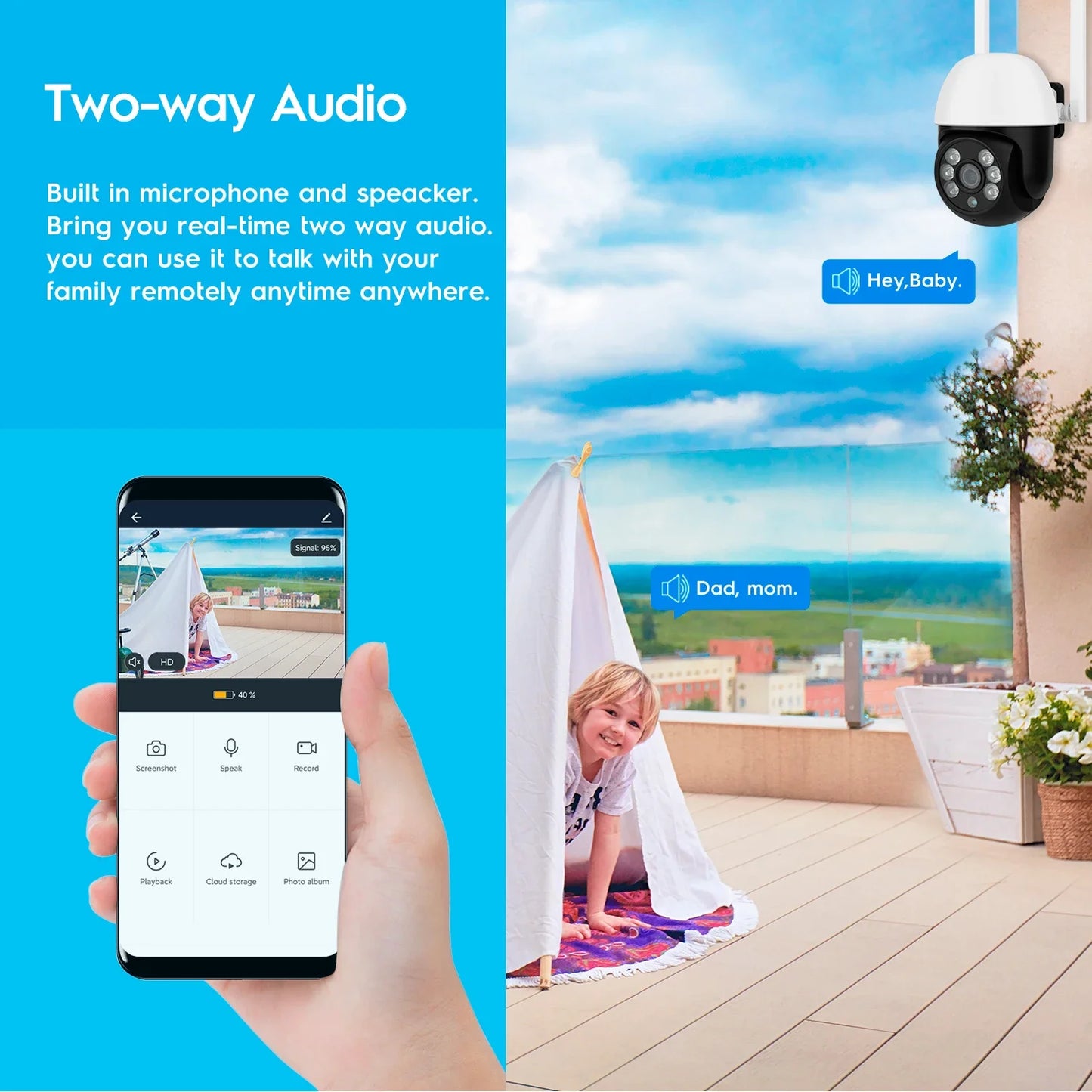 5MP Wifi IP Camera Color night vision Outdoor Auto Tracking Wireless PTZ CCTV Security Surveillance Camera Smart Life Cam