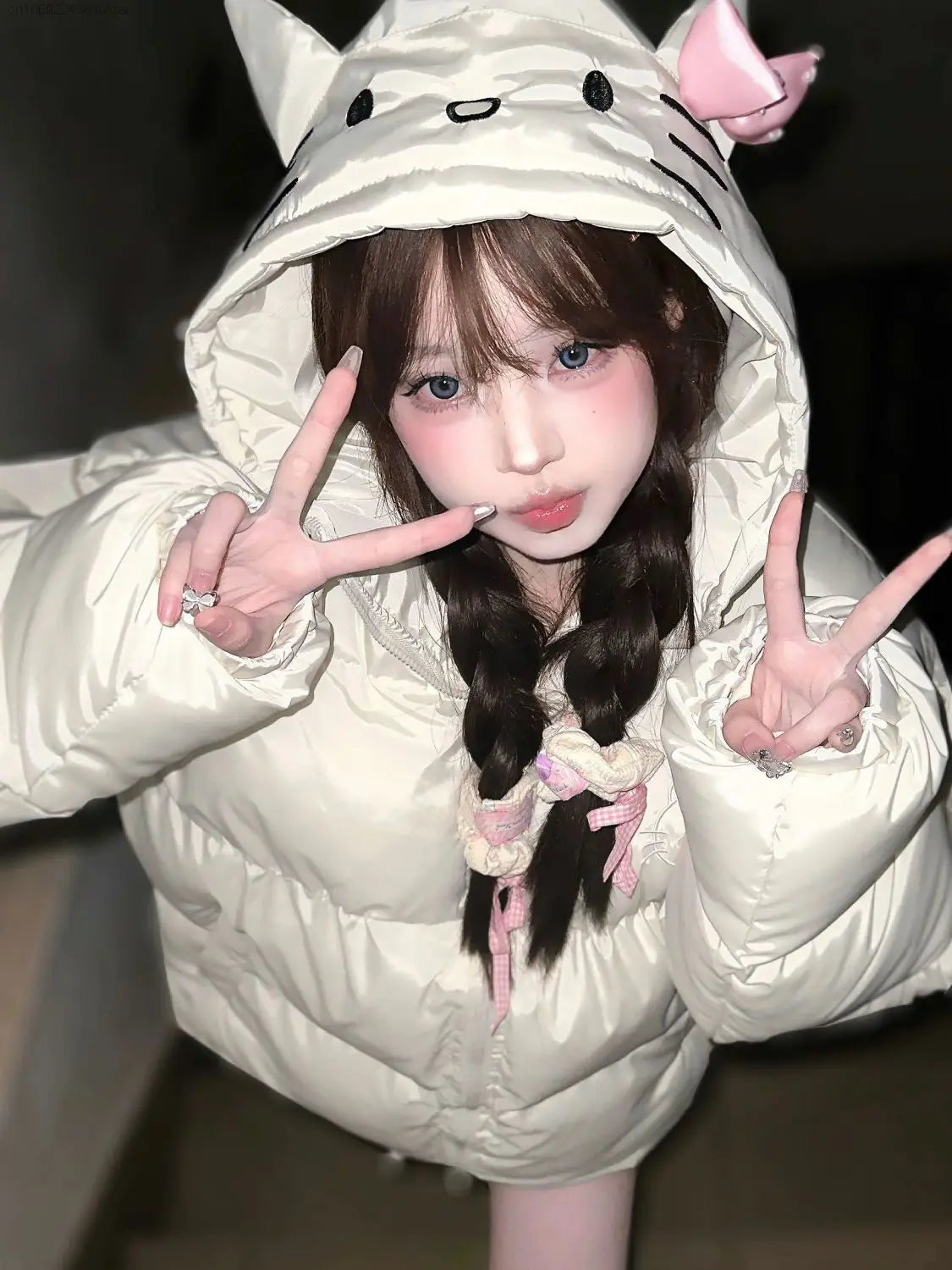 Sanrio Hello Kitty New Harajuku Tops Hooded Y2k College Style Cotton Coat Autumn Winter Fashion Clothes Women Cute Padded Jacket