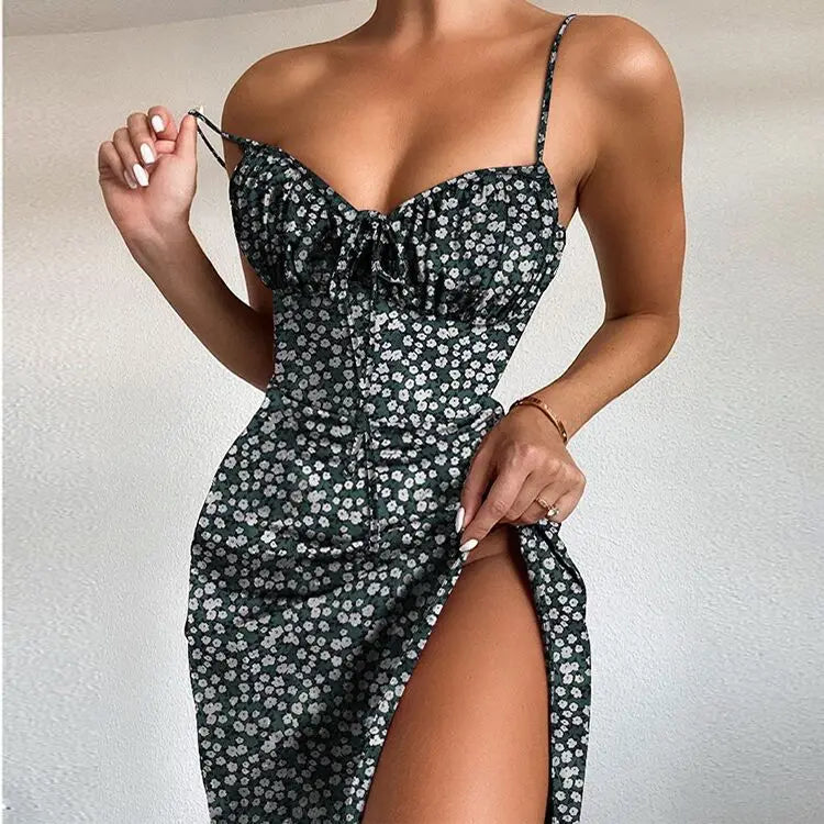 Floral Summer Dress for Women Camisole Womens Dresses Sleeveless Backless High Waist Long Dresses Casual Lady Holiday Vestidos