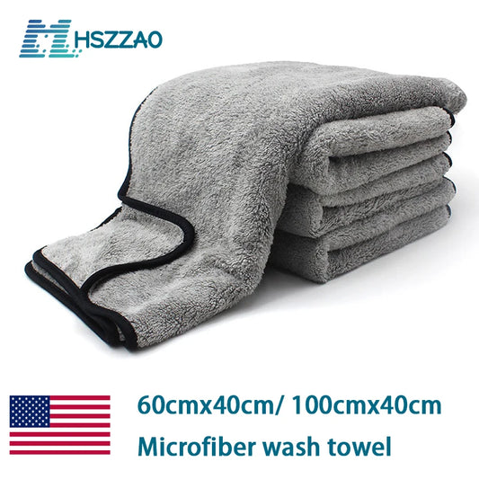 40x60/100Cm Microfiber Car Wash Towel Fast Drying Auto Cleaning Extra Soft Cloth High Water Absorption For Car Wash Accessorie