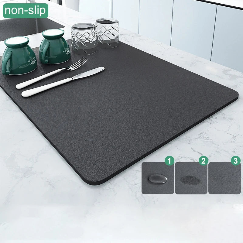 Solid Color Printing Super Absorbent Large Kitchen Absorbent Mat Antiskid Drying Mat Quick Dry Bathroom Drain Pad Tableware Mat