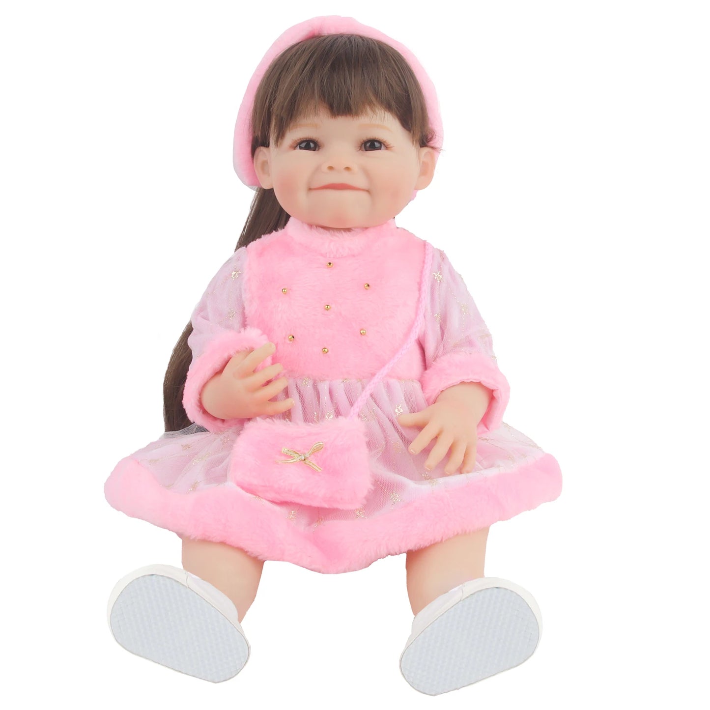 55CM 22 Inches Baby Reborn Girl Doll Full Body Soft Silicone Cute Newborn Dolls With Shoes,Clothes Girl's Best Gift Festival Toy