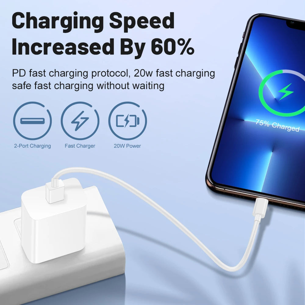 PD Fast Charger USB Type C Charger Quick Charge For iPhone 15 14 13 12 Pro Max Mini X XS Fast Charging EU/US Plug Phone Charger