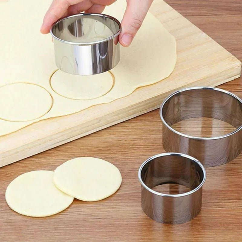 5Pcs Round Biscuit Molds Stainless Steel Dumpling Skin Cutting Mold DIY Cookie Cake Supplis Kitchen Baking Pastry Bakeware Tool