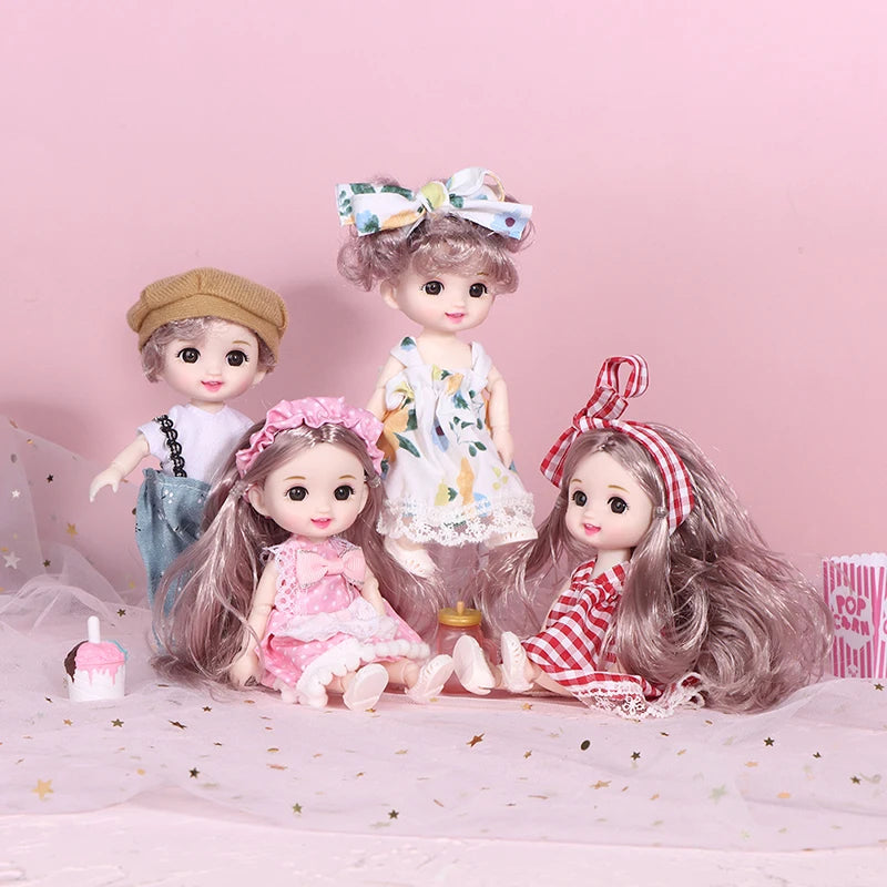 17cm Mini Doll 13 Movable Joint Doll With 3D Big Eyes DIY Toy Doll With Clothes Dress Up 1/12 Fashion Doll Children Girls Gift