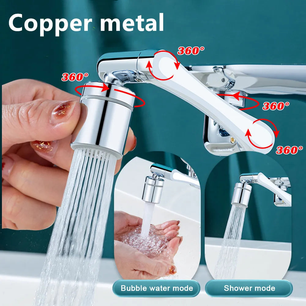 Copper Faucet Extender Aerator Bubbler Nozzle 1080° Universal Rotation Faucet Sprayer Head for Kitchen Tap Washbasin Robot Arm