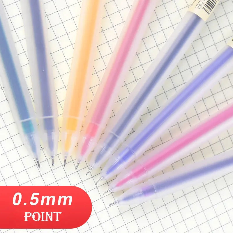 12 PCS Colored Gel Pens  8 colors 0.5 mm fine point Watercolor drawing Pen for journal School supplies Stationery