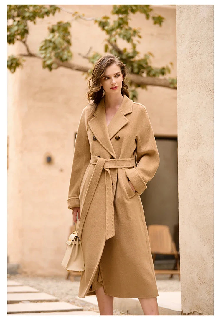 Women's Coat Double-sided 10% Cashmere 90% Wool Women's Long Coat Jacket, 2024 Winter New Long Cashmere Coat Women