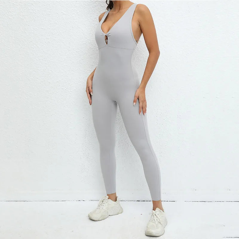 New Sportswear Woman Gym Fitness Overalls Sporty Jumpsuit Women Sport Sets Women Yoga Pants Clothes One Piece OutfitGirl  Back