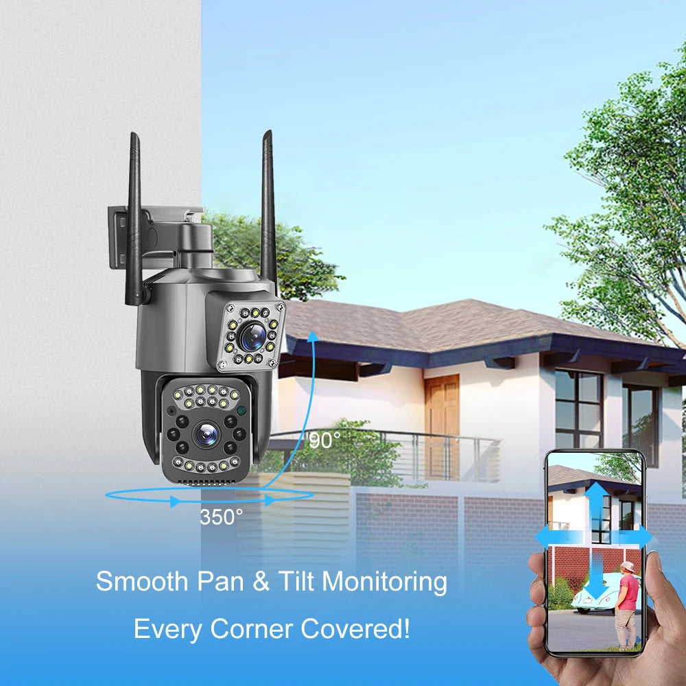 Wi-Fi 4G SIM Card 4K 4MP HD CCTV Camera Outdoor IP Security Camera Bidirectional Call Color Night Vision AI Mobile V380 Pro