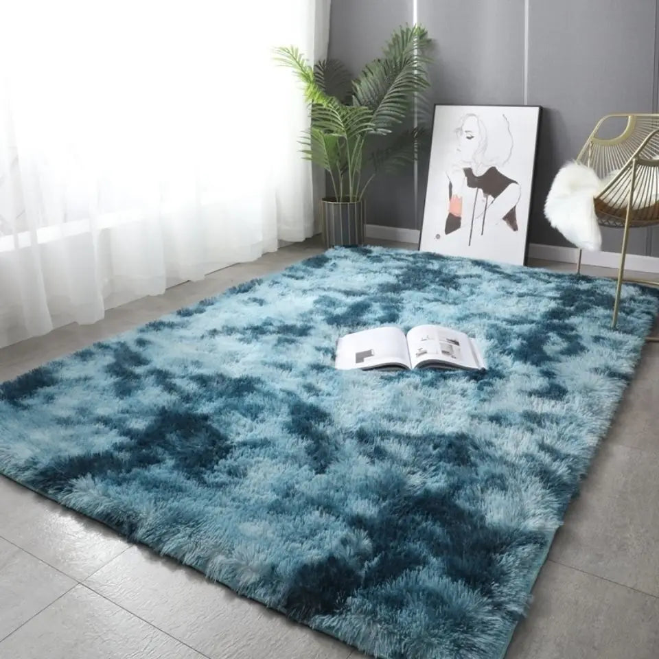 Soft Area Rugs For Bedroom Fluffy, Non-slip Tie-Dyed Fuzzy Shag Plush Soft Shaggy Bedside Rug, Tie-Dyed Living Room Carpet