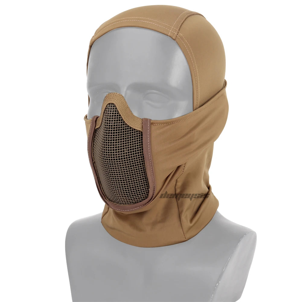 Tactical Headgear Mask Airsoft Paintball CS Steel Mesh Full Face Balaclava Masks Wargame  Cycling Soft Face Shield