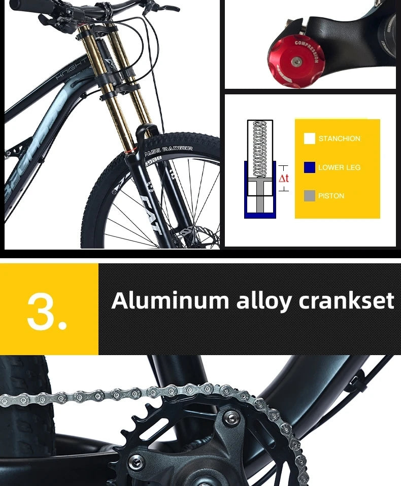 26 27.5 Inch Aluminum Alloy Soft Tail DH Bike Hydraulic Disc Brake MTB Mountain Bicycle Oil Shock Fork