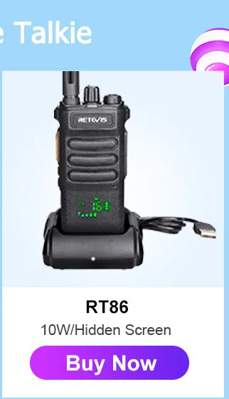 Retevis RT86 10W Walkie Talkie Long Range Communication Radios Walkie-talkie Professional Communicator Two-way Radio Long Reach