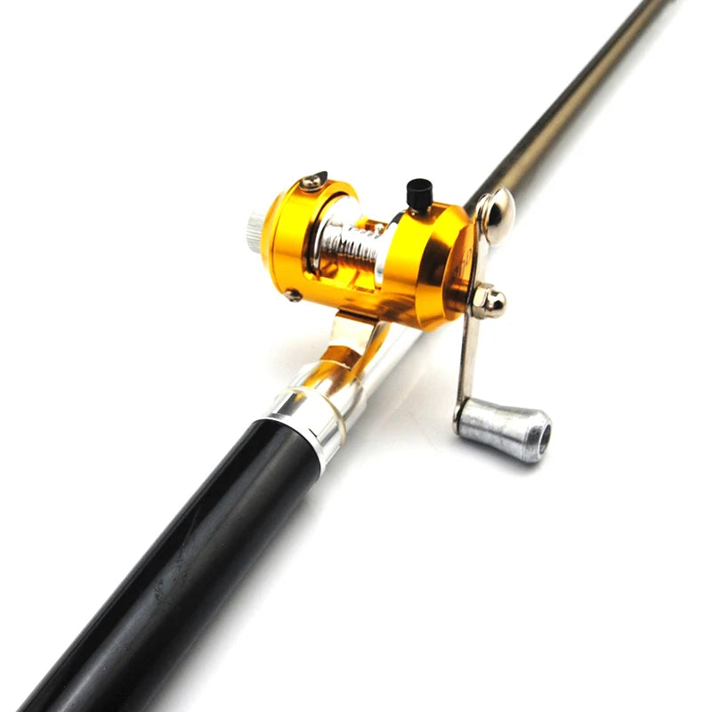 Portable Pocket Telescopic Mini Fishing Pole Pen Shape Folded Fishing Rod With Reel Wheel