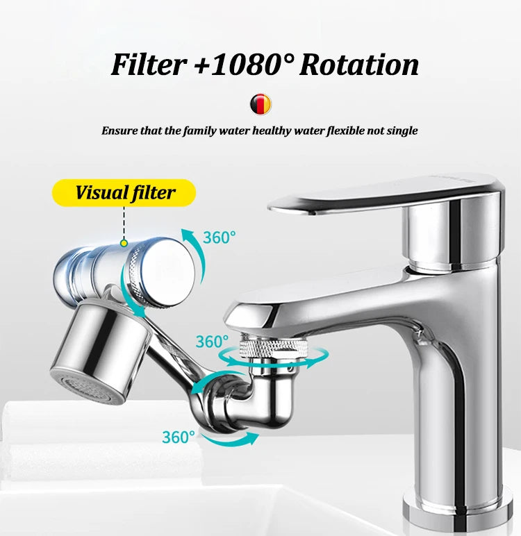 1080° Rotation Filter Faucet Aerator Copper Tap Saving Water Nozzle Kitchen Universal Faucet Bubbler Anti Splash Head Extender