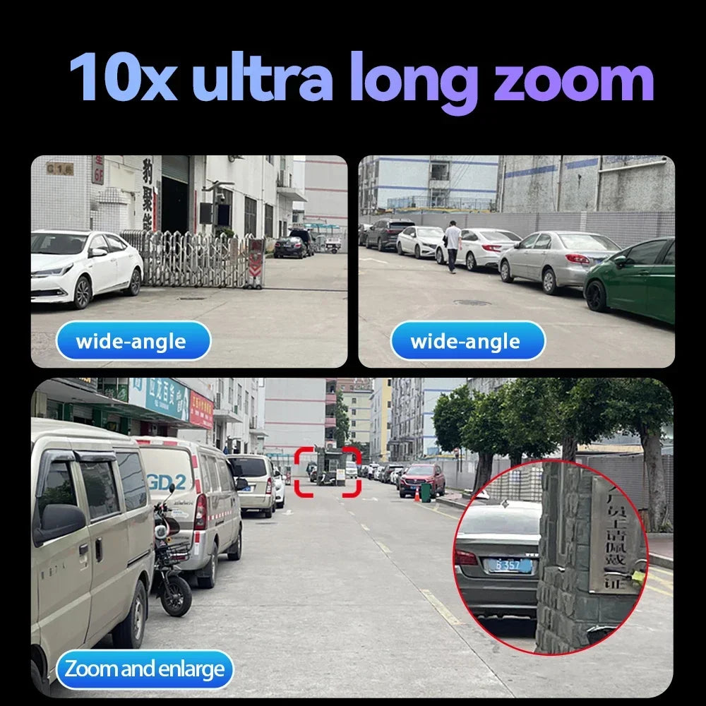 New 8K WiFi Camera Outdoor 10X Zoom Three Screen PTZ Video Surveillance Yoosee Street Dome 16MP Security-Protection CCTV Cameras