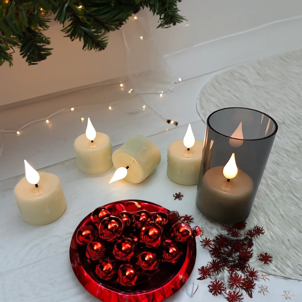 FPOO Rechargeable Candles Flameless Tea Lights With Remote Control Timer LED Lighting Lamp For Home Decor Halloween Decor Candle