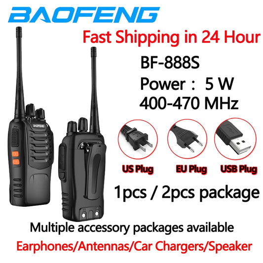 Baofeng BF-888S Walkie Talkie 888s UHF 5W 400-470MHz BF888s BF 888S 666S H777 Long Range Two Way Radio For Hunting Hotel