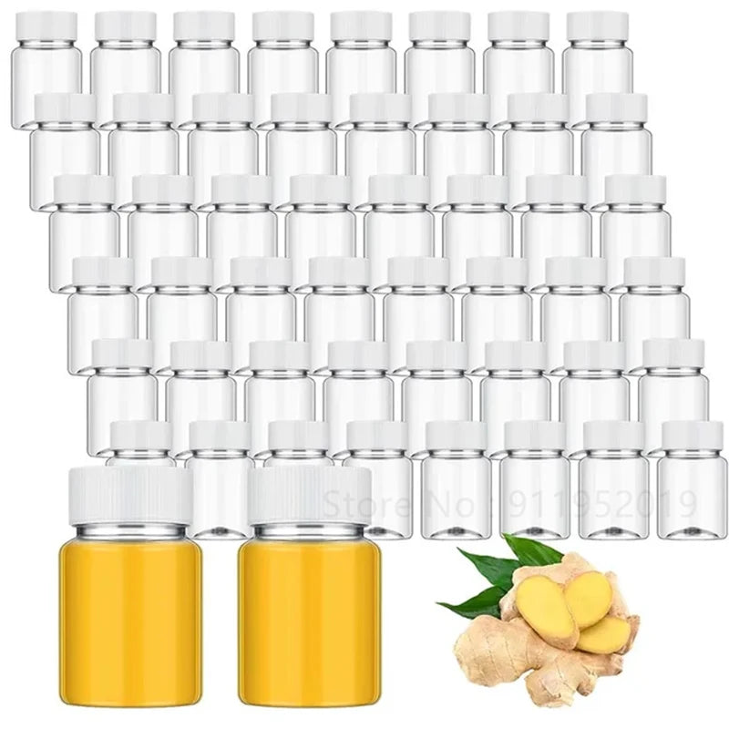 20/60Pcs 2Oz Plastic Juice Shot Bottles Small Clear Juice Bottle Leakproof Ginger Containers for Liquids Wheatgrass Ginger Jars