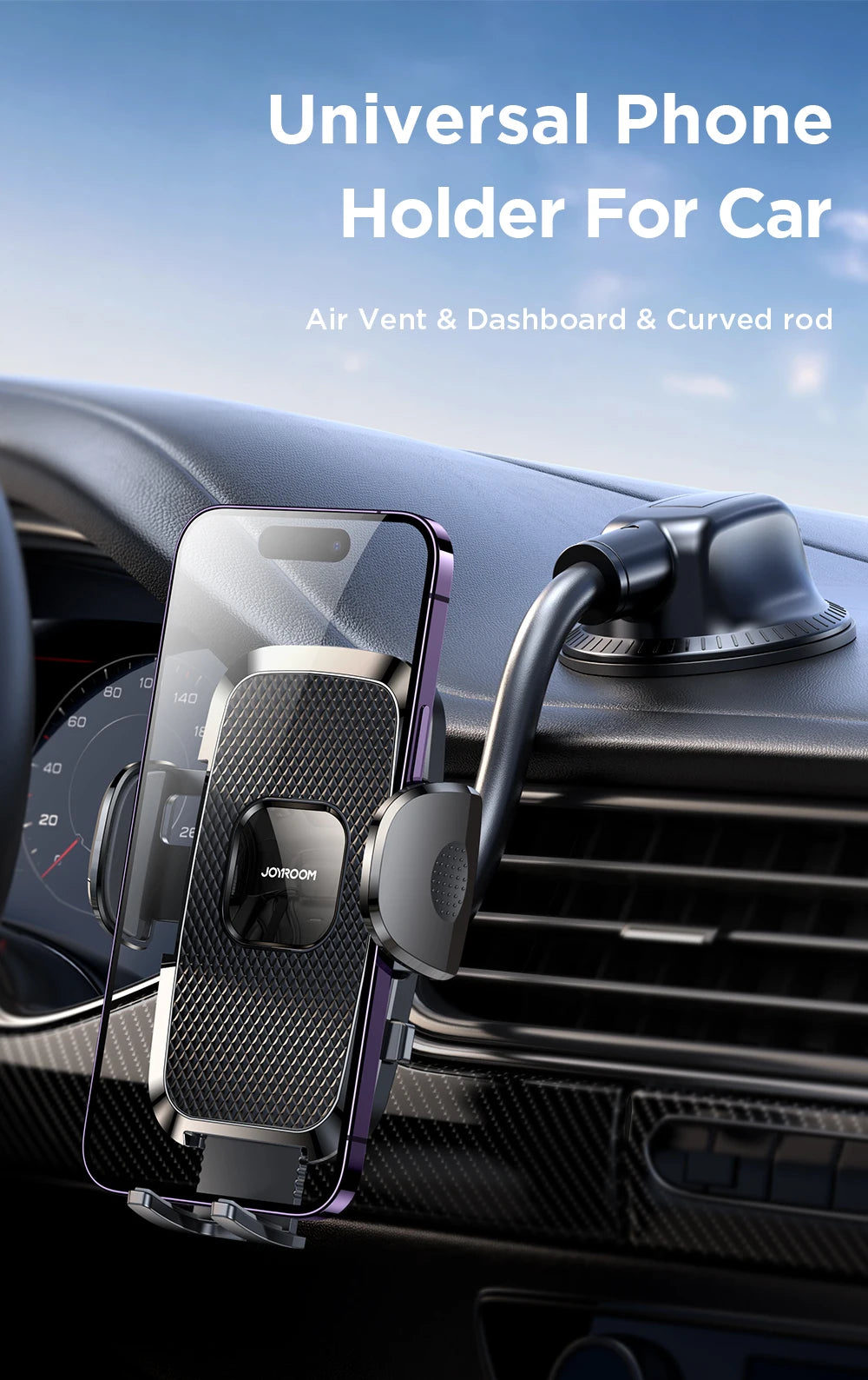 Dashboard Phone Holder for Car【360° Widest View】9in Flexible Long Arm, Universal Handsfree Auto Windshield Air Vent Phone Mount