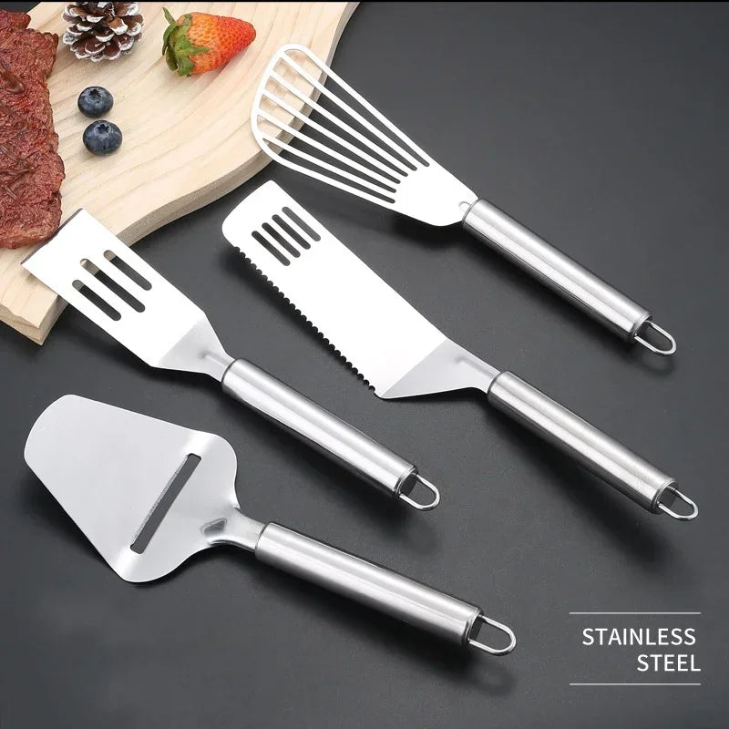 Stainless Steel Slotted Spatula Fish Flat Fish Steak Slice Frying Spatula Fish Turner Shovel Kitchen Supplies Cookware Cooking