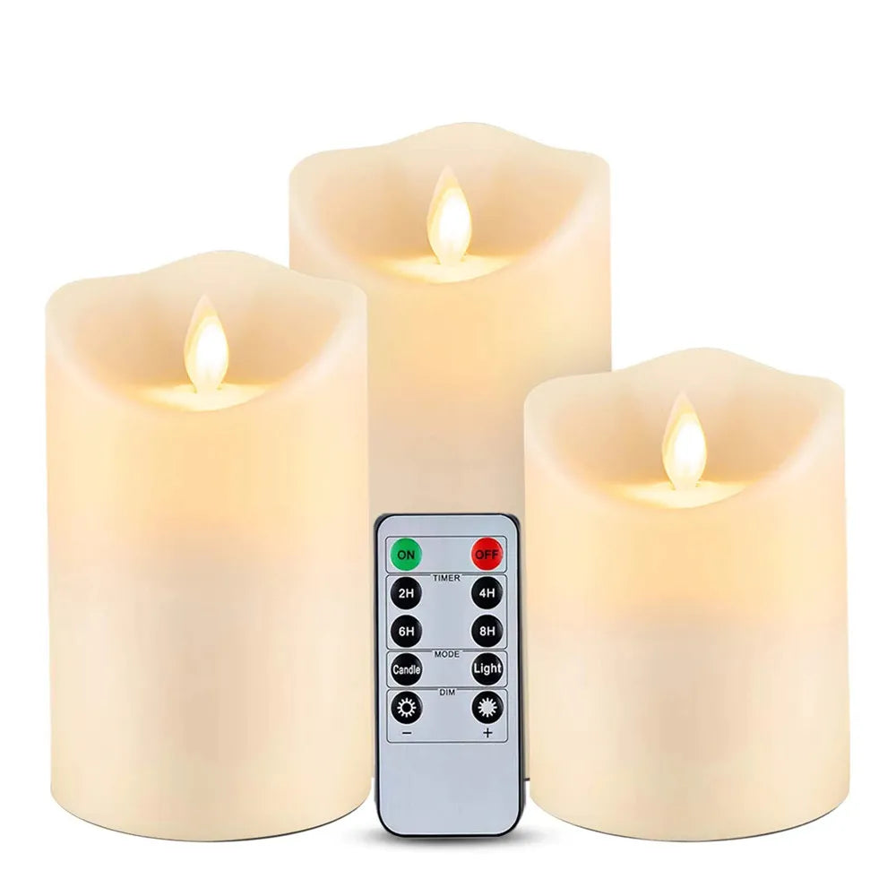 Flickering Flameless Candles Outdoor Indoor 3Pcs/Set Remote Control LED Candles Easter Candle Wedding Decoration Lighting