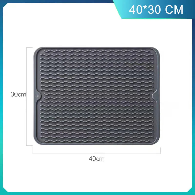 Silicone drying mat, silicone tableware drying mat, heat-resistant and non slip mat, dining table mat, kitchen drainage mat