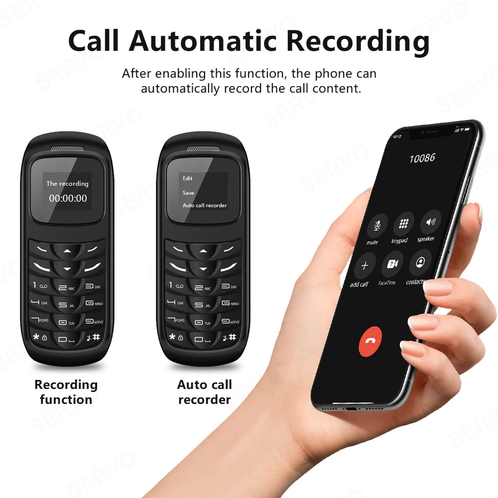 Unlocked Mini Mobile Phone Bluetooth Earphone Voice Changer Dialer Automatic Call Recording Magic Voice Portable Cheap Cellphone