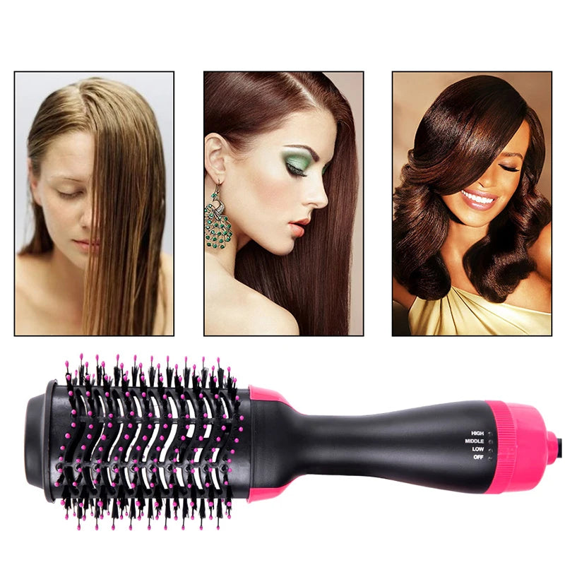 Women Hair Dryer Brush Hair Dryer Straightener Curler Massager 4 In 1 Rapid Warming One Step Volumizer Hot-Air Hair Brushes