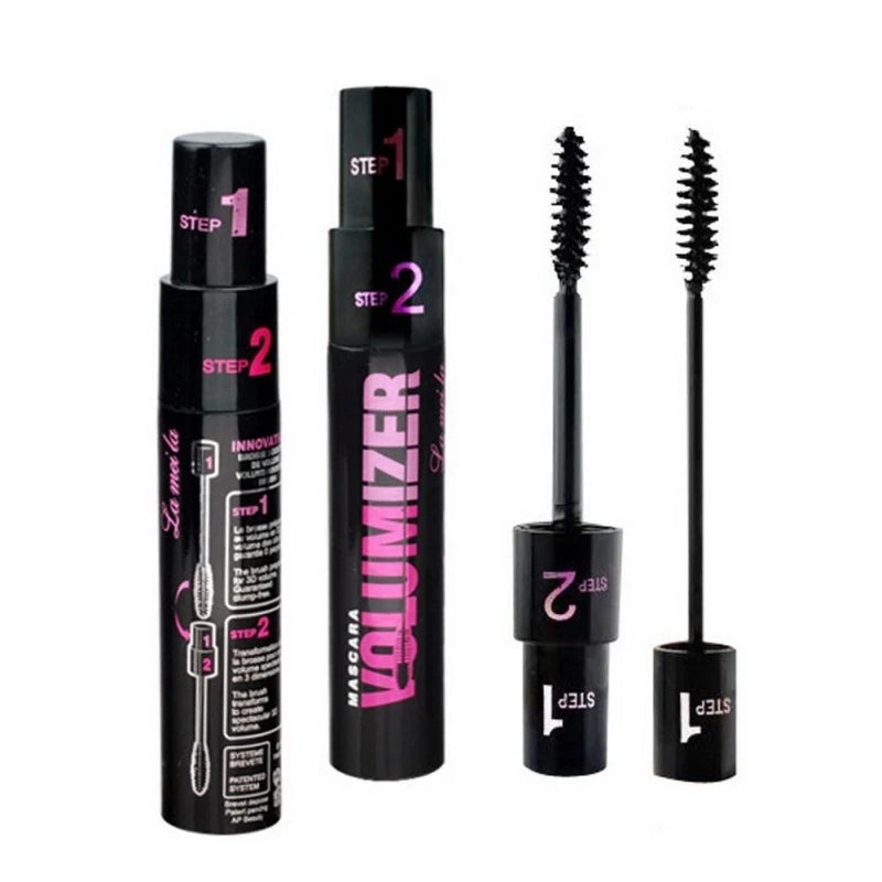 Make up 2in1 Double Purpose Mascara Waterproof and Sweatproof Curling Brushes Makeup Eye Fiber Mascara Eyelash Eyelashes Black