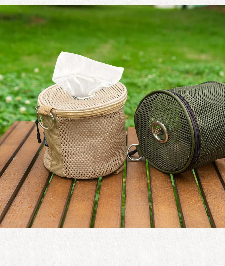 Outdoor Camping Paper Towel Drawer Home Mesh Tube Paper Towel Storage Bag Car Hanging Roll Paper Tube Bag Storage Box