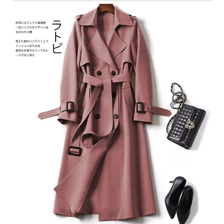 Autumn Winter Long Sleeve Trench Coat For Women 2024 Fashion Loose Office Lady Long Outerwears Jacket Coats Female Clothing