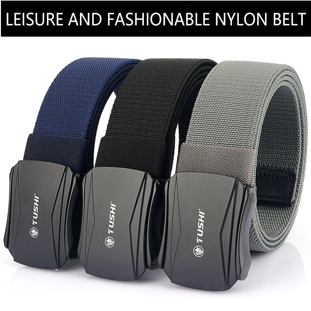 TUSHI New Tactical Belt Military Hiking Work Belt with Heavy Duty Quick Release Buckle New Aluminum Alloy Men's Elastic Belts