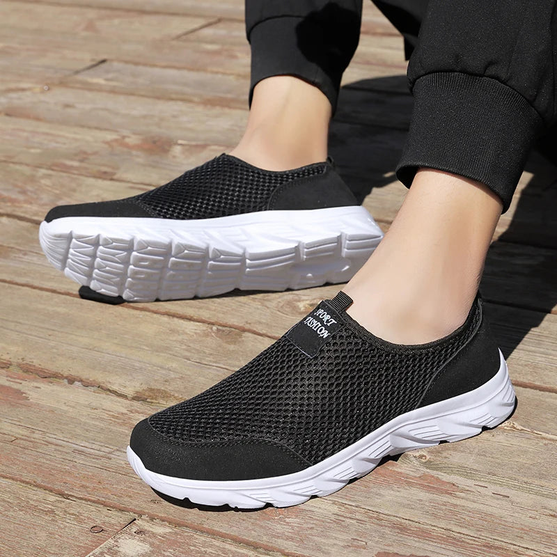 YRZL Lightweight Men Casual Shoes Breathable Slip on Male Casual Sneakers Anti-slip Men's Flats Outdoor Walking Shoes Size 38-46