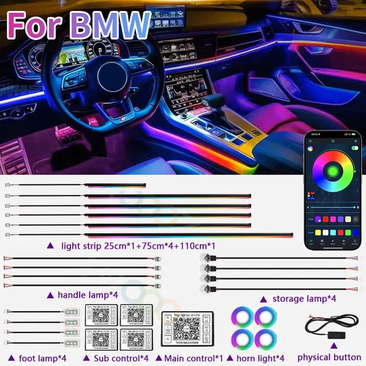 RGB 22in1 Car Interior Acrylic Car Ambient Lights For BMW E46 E90 E39 E60 E36 E30 E70 E91 E92 E93 Car  Accessories