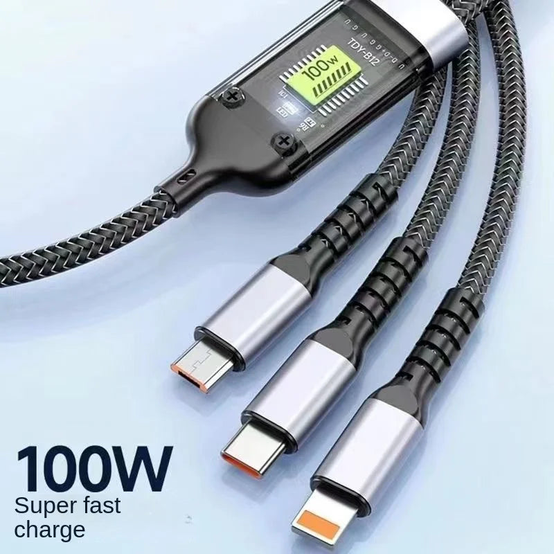 31USB100W cable fast charging and data mini USB C microcomputer for iPhone, Android, Xiaomi Super Fast charging braided one drag