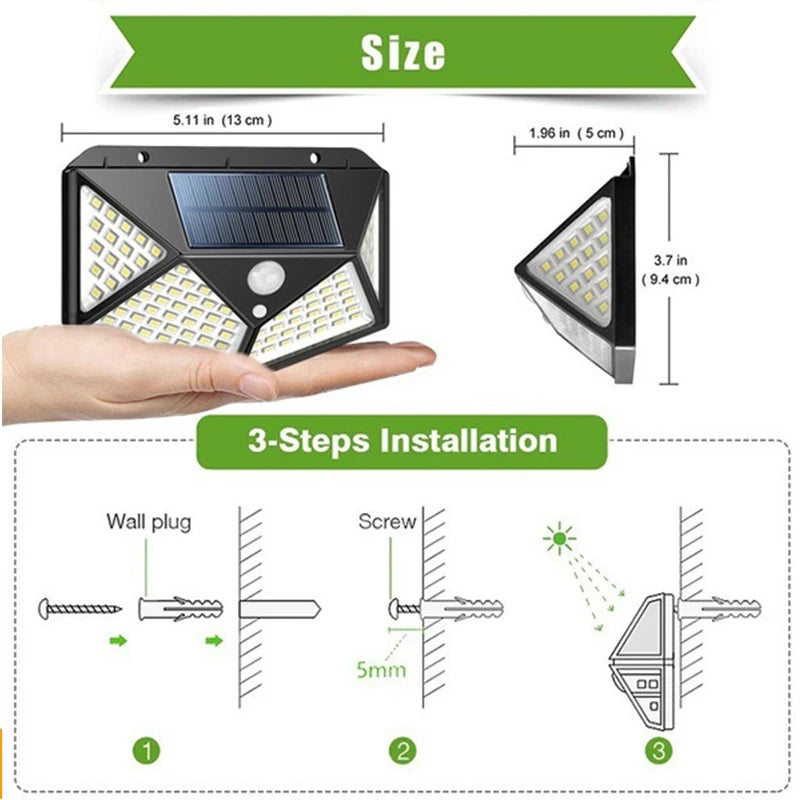 2/4/6/8/12Pcs 100 LED Solar Wall Light Outdoor Solar Lamp PIR Motion Sensor Solar Powered Sunlight Street Light for Garden Light