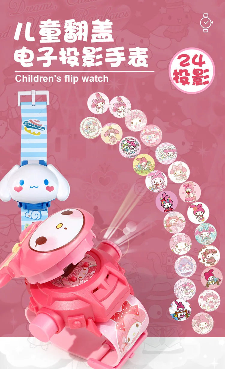 Sanrio Watches Kuromi Hello Kitty Cinnamoroll My Melody Wrist Watch for Kids 3D Projection Electronic Watch Children's Toys Gift