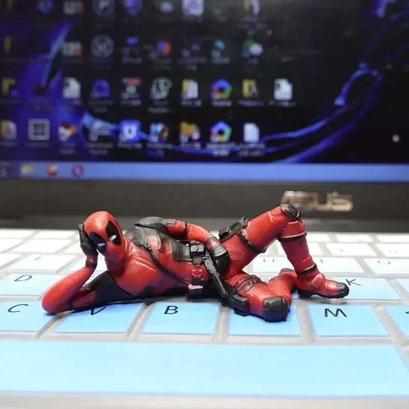 Disney Marvel X-Men Sitting Lying Posture Model Deadpool 2 Action PVC Fantasy Figurines Toys Figure Car Ornament Anime Mini Doll