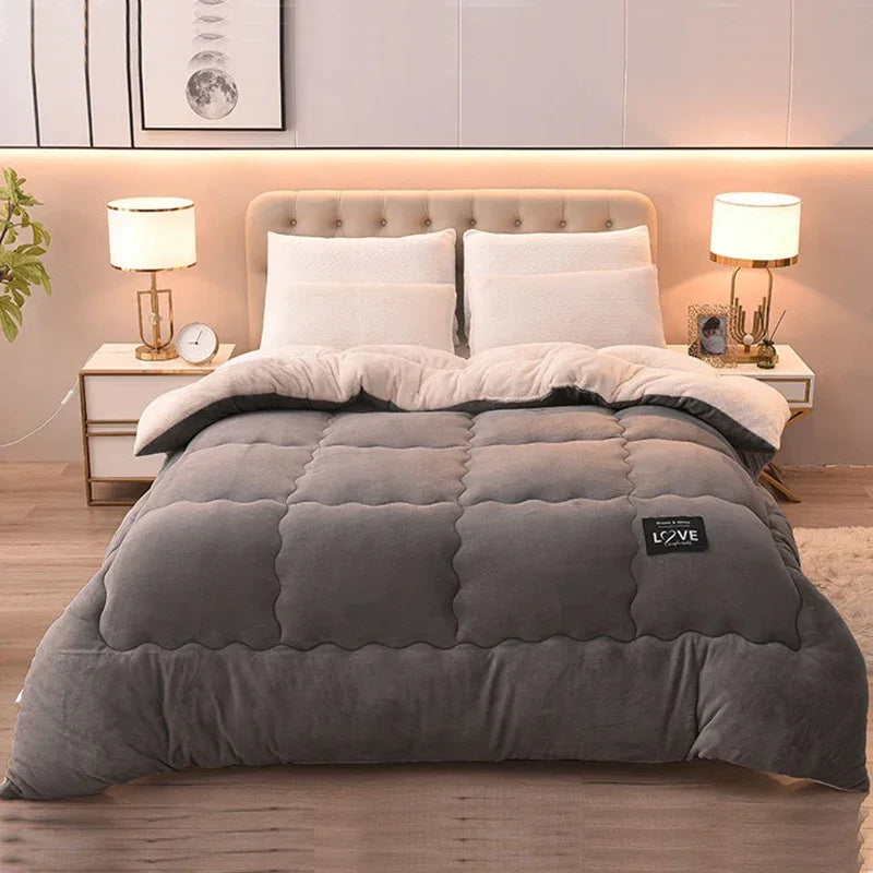 Winter Bedding Thick Quilt Blanket Double Flannel Fleece Wool Quilting Comforter Bed Duvets Quilts Blankets Home Textiles Stitch