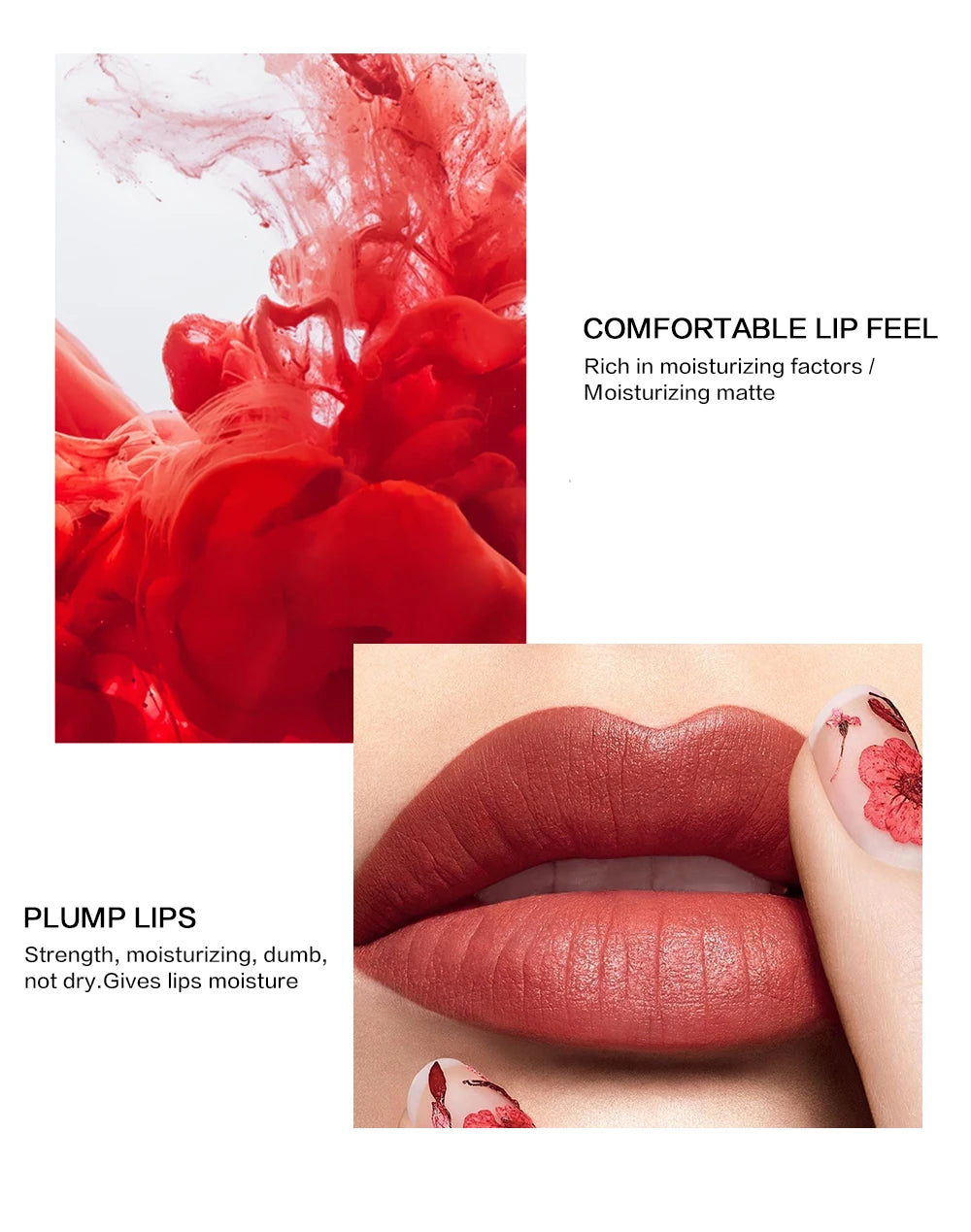 QIBEST Sexy Velvet Matte Lip Gloss Liquid Lipstick Lipgloss Beauty Red Nude Waterproof Long-lasting Lip Stain Makeup For Women