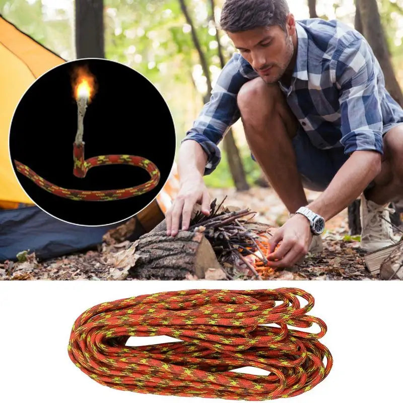 25feets Outdoor Fire Starter Jute Tinder Igniting Rope Impervious Camping Wax Dipping Ignition Cord  Wax-dipped Hemp Rope