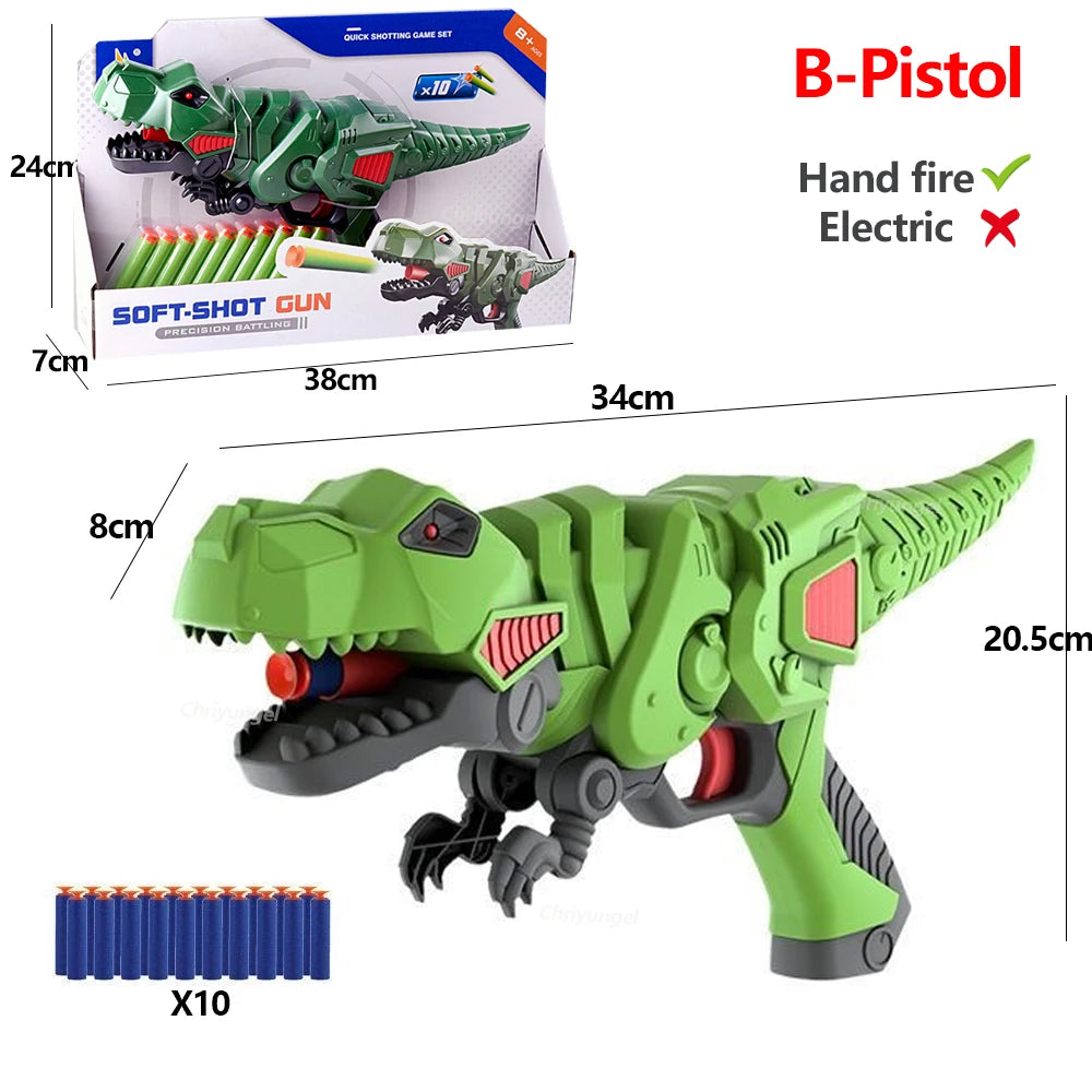 Soft Bullet Gun Toy Kids Spinning Dinosaur Wrist Gun Boys Toys Electric Burst Pistol Parent-child Blaster Shooting Game