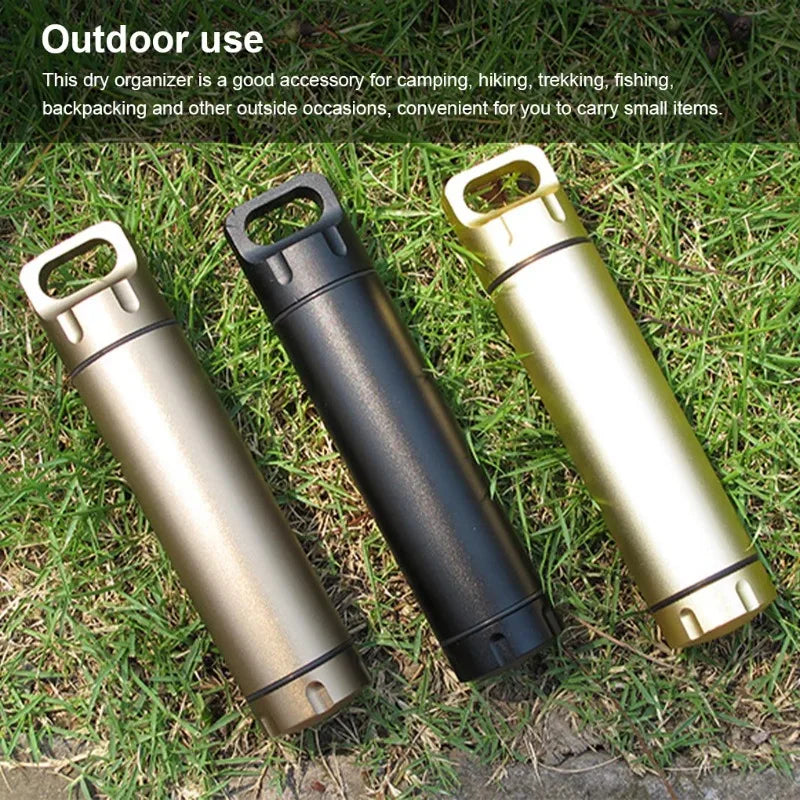 Outdoor Portable Waterproof Capsule Seal Bottle Aluminum Alloy Outdoor Survival Pill Box Multifunctional Container